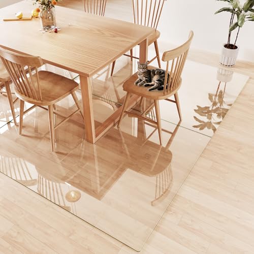 Tempered Glass Chair Mat for Carpet 72"x54", Floor Protector | Ultra Clear Office Chair Mat for Hardwood Floors & Carpets, Heavy Duty 0.2" Scratch-Resistant Surface with Non-Slip Pads - size: 72"x54"