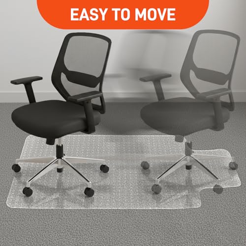 Anti-Slip 30 x 48 in Office Chair Mat for Low Pile Carpets with Lip | Heavy-Duty Easy-Glide Rolling Plastic Floor Mat Fits Gaming or Work Chairs for Home and Office Use - size: 30" x 48" for Carpet with Lip