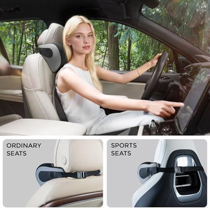 BEBAS Ergonomic Car Headrest Pillow, Memory Foam Neck Support, BlackGray - color: Black Gray