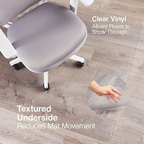 Staples Office Chair Mat, Clear Floor Mats with Lip, Hard Floors, Textured Underside, Extended Under-Desk Coverage, 53 x 45 Inch, Smooth Glide - size: 45" x 53", style: Hard Floor