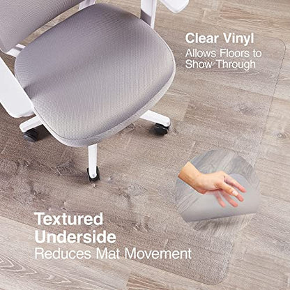 Staples Office Chair Mat, Clear Floor Mats with Lip, Hard Floors, Textured Underside, Extended Under-Desk Coverage, 53 x 45 Inch, Smooth Glide - size: 45" x 53", style: Hard Floor