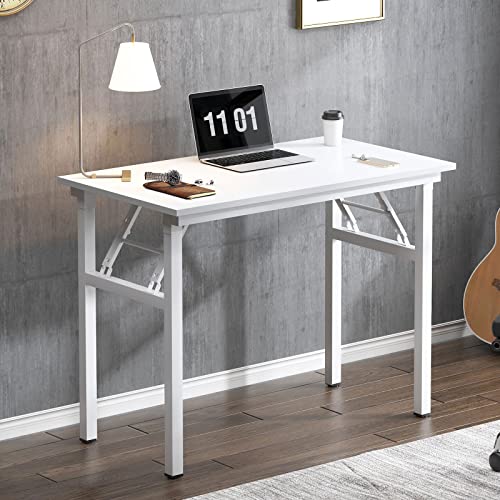 Need Small Folding Computer Desk, 31.5 Inch Writing Table, White - color: White, size: 31.5 inches