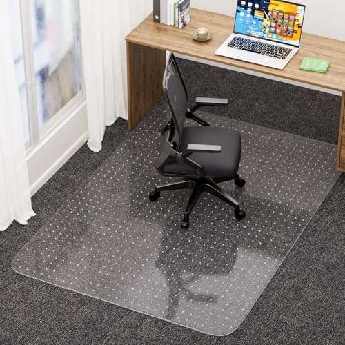 Office Chair Mat for Low Pile Carpet, 46" x 72" Clear Plastic | Floor Protector Heavy Duty Desk Chair Mat for Rolling Chairs, Smooth Glide Computer Mat for Home Office - size: 46"x72"