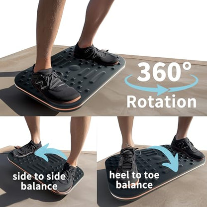 2-In-1 Standing Desk Balance Board & Foot Mat, Black