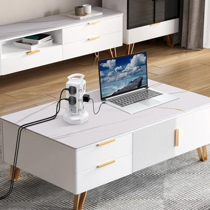 10-Outlet Power Strip USB C 20W Surge Protector | Retractable Extension Cord with 4 USB Ports | Desk Organizer Plug Outlet Extender | Charging Tower for Cell Phone, Computer, Electronic, Home, Office