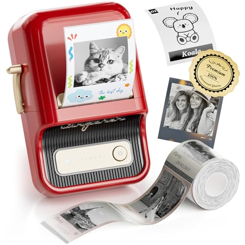 NIIMBOT Label Maker, B21 Pro 300DPI HD Sticker Printer for Photos, Red | Red&Black Dual-Color Printer, Bluetooth Sticker Maker for Notes, Study Graphics, Memo Maker, Come with 2'' x 1.2'' Label Roll - color: Red