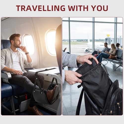 Travel Essentials for Women Men, Portable Airplane Foot Rest Hammock with Pouch, Under Desk Foot Sling for Long Flights Train Office, Comfortable Leg Support for Travelers