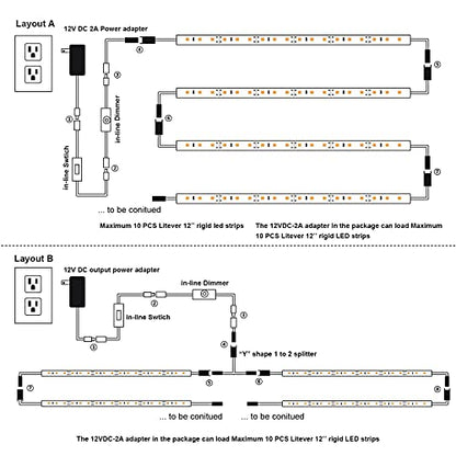 Under Cabinet LED Lighting Kit for Kitchen Cabinet Counters Shelf Closet. 6 PCS 12 Inches Light Strip with Adapter Switch Dimmer Extension Cable. Plug in. Dimmable. 1500 Lumen. Warm White 2700K - color: Warm White 2700K