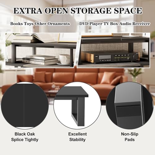 aboxoo 45" TV Riser for 32-60 inch TV, TV Shelf with Steel Legs - color: Black, size: 45 inch