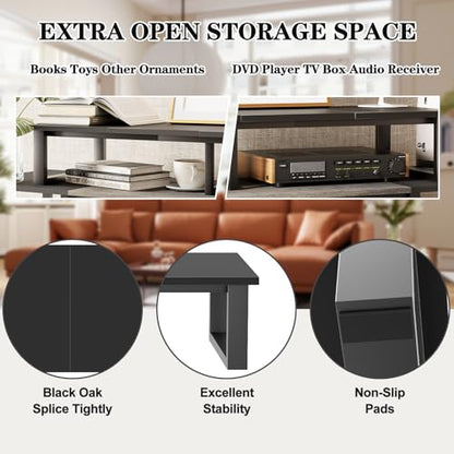 aboxoo 45" TV Riser for 32-60 inch TV, TV Shelf with Steel Legs - color: Black, size: 45 inch