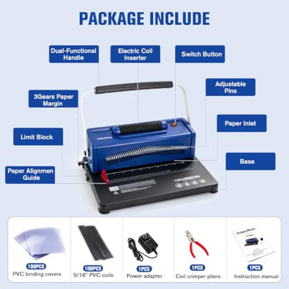 Electric Spiral Coil Binding Machine,4:1 Pitch 20 Sheet Punch