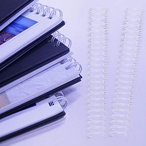Zonon 6 Pieces Binding Wire Twin Loop Spines Double Loop Binding Wire 1 Inch Cinch Diameter 23 Holes for Teacher Student Document Notebook Making(White) - color: White