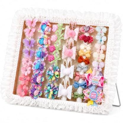 POVETIRE Bow Holder for Girls Hair Bows Hair Bow Organizer Pink Wood - color: Soft White