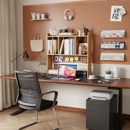 Desktop Bookshelf,Desk Hutch with 3 Shelves for Computer,Natural - color: Natural