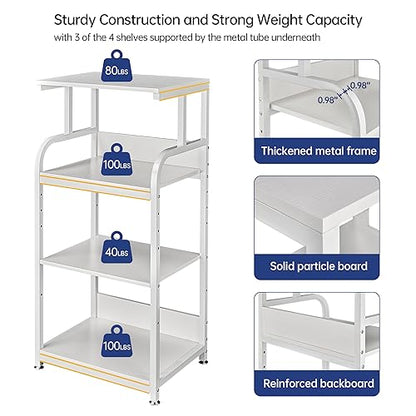 Fannova 4 Tier White Printer Shredder Stand with Storage for Home Office - color: White