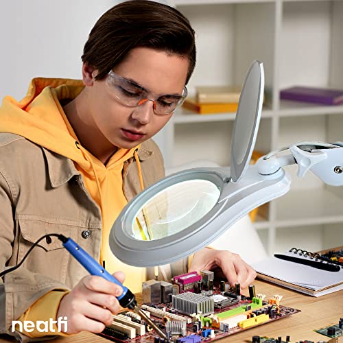 Neatfi LED Magnifying Lamp, 1200 Lumens, 5-Inch 5-Diopter Lens (White) - color: White, size: 5-Diopter