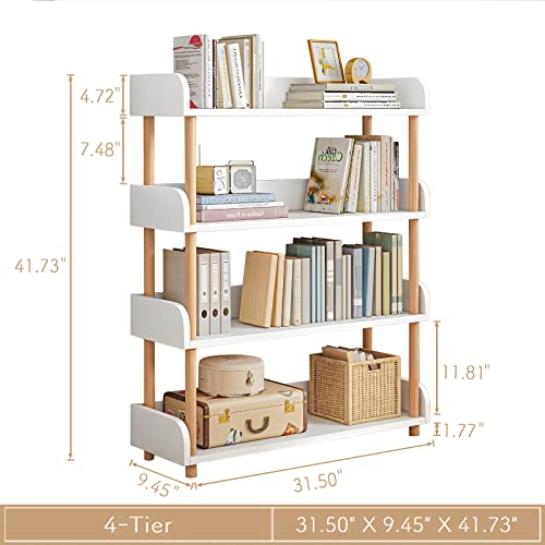 OSCHF 4-Tier Wooden Open Bookcase, Warm White - color: Warm White, size: 4-tier
