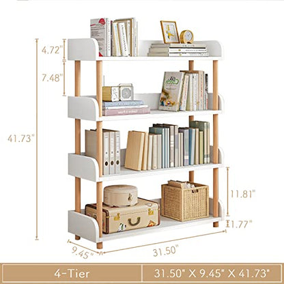 OSCHF 4-Tier Wooden Open Bookcase, Warm White - color: Warm White, size: 4-tier