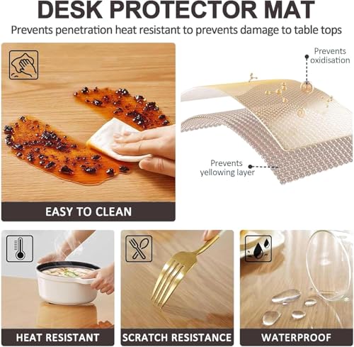 Clear PVC Table Protector Cover 32x38in, Thickness 1.5mm Plastic Pads Rectangular, Scratchproof Cuttable Desktop Mat, Easy Cleaning for Dining Room Writing Desk, 32x38in - size: 32x38in