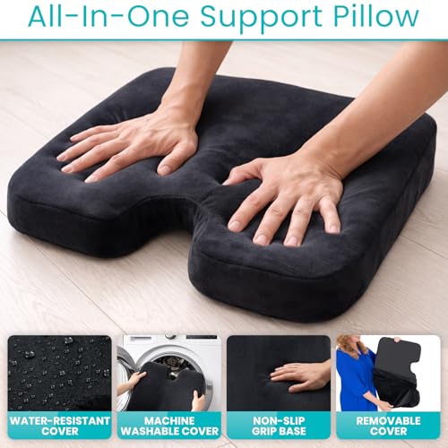 Vive Memory Foam Seat Cushion – Tailbone Pain Relief, Sciatica, Coccyx