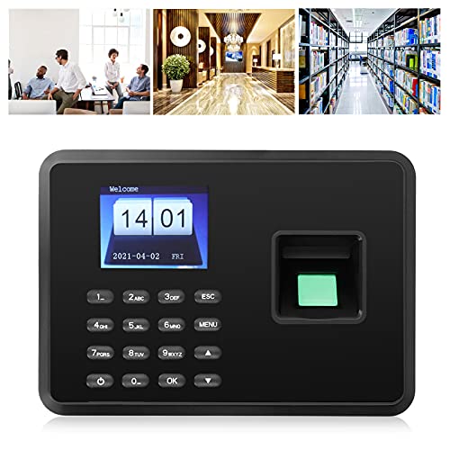 Sonew Attendance Machine, 2.4in Attendance Machine Fingerprint Biometric TFT Colou, Time Clock for Employees Small Business(US-Black)
