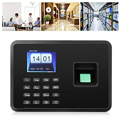 Sonew Attendance Machine, 2.4in Attendance Machine Fingerprint Biometric TFT Colou, Time Clock for Employees Small Business(US-Black)