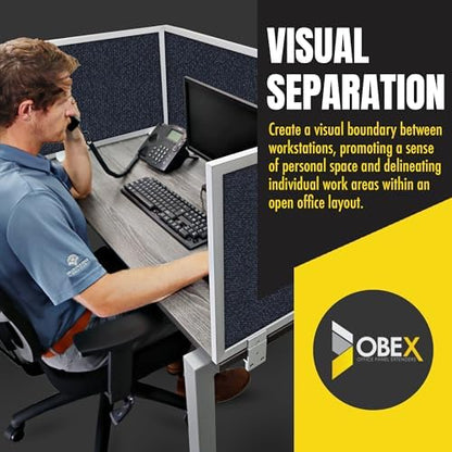 OBEX Acoustic Mounted Screen Privacy Panel Table Top Separator, Sound Blocking Desk Divider (Slate, 18" X 36") - color: Slate, size: 18"H X 36"W