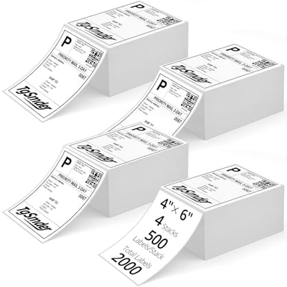 2000 4" x 6" Fanfold Thermal Shipping Labels for Zebra Printers - size: 4" x 6" - 4 Stacks ( 2000 labels ）