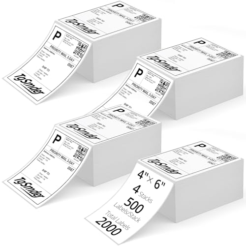 2000 4" x 6" Fanfold Thermal Shipping Labels for Zebra Printers - size: 4" x 6" - 4 Stacks ( 2000 labels ）