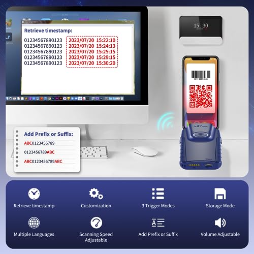NETUM Bluetooth 2D Barcode Scanner, 3-in-1 Portable QR Bar Code Reader | Automatic Wireless Gun Scan Back Clip Work with Tablet iOS Android Windows MacOS for Warehouse Inventory POS (2D - E950) - size: 2D - E950