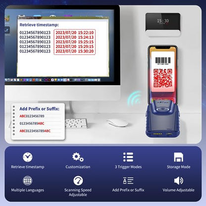 NETUM Bluetooth 2D Barcode Scanner, 3-in-1 Portable QR Bar Code Reader | Automatic Wireless Gun Scan Back Clip Work with Tablet iOS Android Windows MacOS for Warehouse Inventory POS (2D - E950) - size: 2D - E950