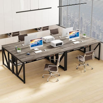 Tribesigns Office Desk with Drawers Sets, 55 inches L Shaped Computer Desk with Mobile File Cabinet,Big Executive Desk for Home Office Furniture Sets (Dark Oak, 55-inch) - color: Grey