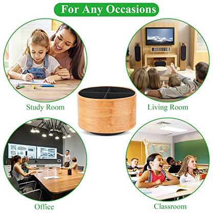 Round Leather Art Supply Organizer,Remote Control Holder,360 Degree Spinning,Multi-Functional Pencil Holder,4 Compartments Desktop Stationary Organizer(1-Beige2) - color: 1-Beige2