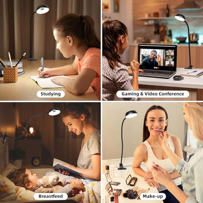Clip on Light, LED Reading Light for Beds Headboards,5 Color Modes Dimmable | Clip on Light LED Reading Book Light with Clamp Eye-Friendly Desk Lamp Flexible Reading Lights for Books in Bed Bedside Black - color: Black