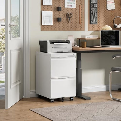 Bestoo Mobile File Cabinet, 2 Drawers Filing Cabinet with Wheels - color: White, size: 2Drawer-Mobile-26.5"H