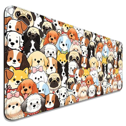 Cute Dog Large Mouse Pad, Puppy Desk Mat for Gaming, Office & Home | 31.5"x11.8"x0.12", HD Print, Long, Extended, Ultra-Smooth Surface, Non-Slip Rubber Base, Stitched Edges, Office Accessories - color: XK12