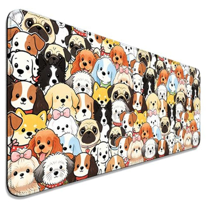 Cute Dog Large Mouse Pad, Puppy Desk Mat for Gaming, Office & Home | 31.5"x11.8"x0.12", HD Print, Long, Extended, Ultra-Smooth Surface, Non-Slip Rubber Base, Stitched Edges, Office Accessories - color: XK12