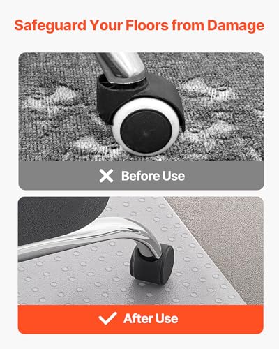 VEVOR Chair Mat with Lip, 36 x 48-inch Office Chair Mat for Low Pile Carpeted Floors, Plastic Floor Protector Rug with Studded, Non-Slip & Easy to Clean, Smooth Glide Under Desk Rug for Home Office