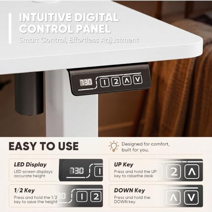 Furmax 48 Inches Electric Height Adjustable Standing Desk Home Office Desk - color: White, size: 48 Inch