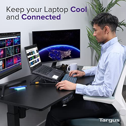 Targus Laptop Cooling Pad for Laptops up to 17-inches, Dual High-Speed Fans Chill Mat + 4-Port USB Hub Laptop Fan Cooling Pad for Work, USB Stand Cooling Pad for Gaming Laptop Cooling Fan (AWE81US) - size: Model AWE81US - Cooling Pad