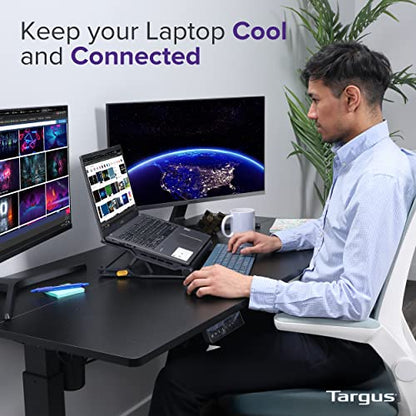 Targus Laptop Cooling Pad for Laptops up to 17-inches, Dual High-Speed Fans Chill Mat + 4-Port USB Hub Laptop Fan Cooling Pad for Work, USB Stand Cooling Pad for Gaming Laptop Cooling Fan (AWE81US) - size: Model AWE81US - Cooling Pad