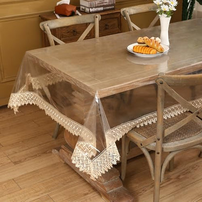 Walrus Clear Vinyl Tablecloth Protector Waterproof/Oil-Proof Plastic Square Transparent Sheet Table Cover (54X84 Inch) - size: 54" x 84" (Rectangular)