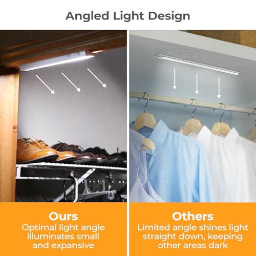 PureOptics LED Battery Operated Under Cabinet Lighting, Motion Sensor On/Off, Warm White LED, Stick-On Install for Kitchen & Closets - 2 Bars - size: 2 Bars