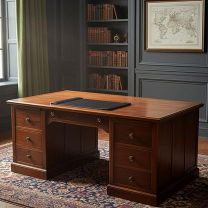 Dacasso Black Leather 22" x 14" Side Rails Desk Pad - color: Black, size: 14" x 22"