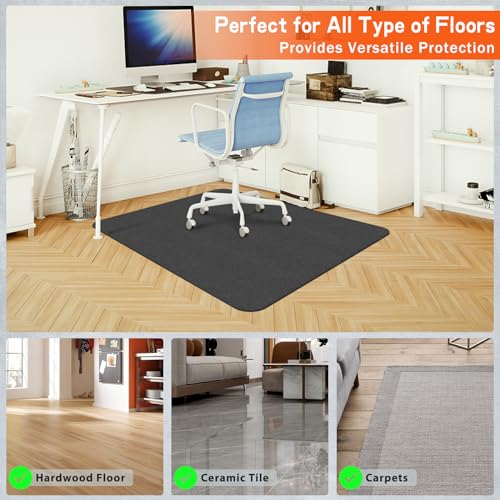 Office Chair Mat for Hard Floors, Slip Resistant Heavy Duty Under Desk Chair Mat for Hardwood Floor, 51"x63"Inch, Black - size: 51"x63"
