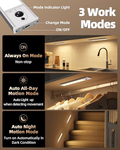 EZVALO Under Cabinet Lighting with Charging Station, Rechargeable Motion Sensor Light Indoor, Dimmable Closet Lights Wireless, 3000K, Motion Activated Under Counter Lights for Kitchen,Pantry(3 Pcs) - color: Warm White
