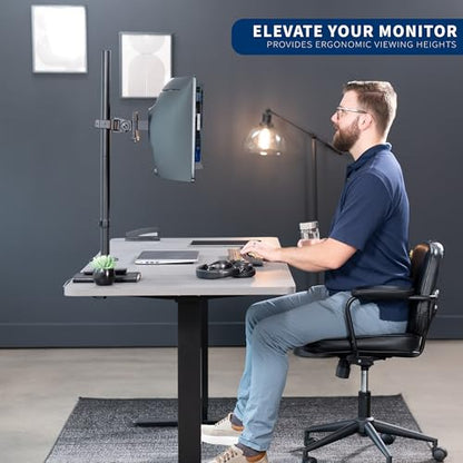 VIVO Single Ultra-Wide Monitor Desk Mount for up to 49 inch Ultrawide Screens, Extra Tall Heavy Duty Adjustable Stand Holds 44 lbs, Black, STAND-V100R - size: up to 49" screens, style: Extra Tall