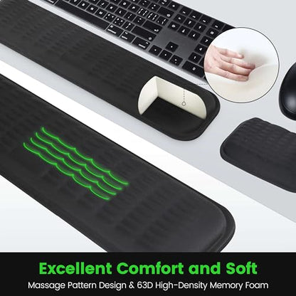 MEKASS Ergonomic Wrist Rest for Keyboard and Mouse, Soft Memory Foam Keyboard Wrist Rest Set with Non-Slip Silicone Base, Easy Typing, Pain Relief, Comfort for Office, Work, Gaming (Pink) - style: Pink