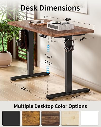 BIZUM Standing Desk Electric Adjustable Computer Desk-Stand up Desk Office Gaming Home Office Memory Desks 48x24 inches Wild Walnut - color: Wild Walnut, size: 47.2*23.6 Inch