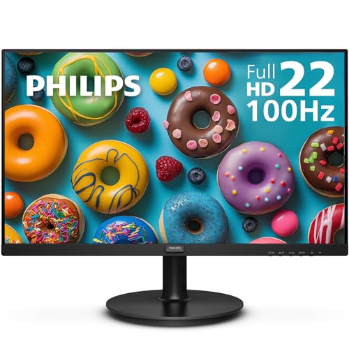 Philips 22 Inch Computer Monitor FHD 100Hz VA VESA Flicker-Free, 221V8LB - size: 22 inch 100Hz